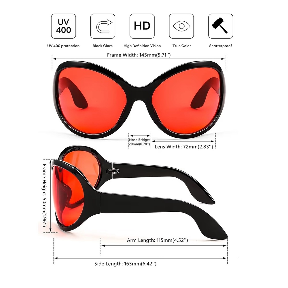 π₯π₯πRed and Black Oversized Wrap around Sunglasses - Picture 4 of 7